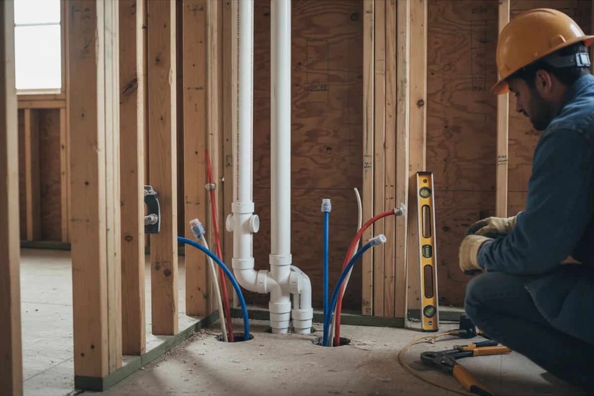 Drain and supply rough-in during Drain Cleaning in Frenchtown