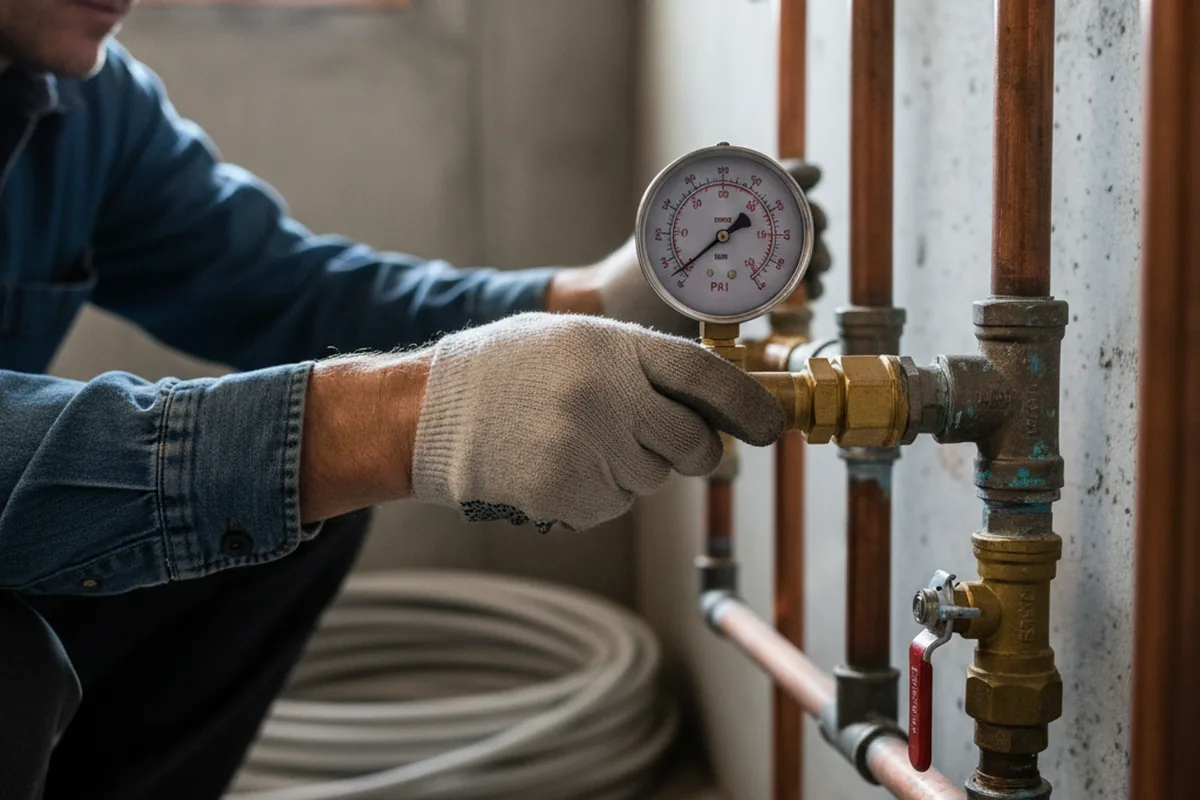 Pressure testing a repaired line during Water Line Repair in Frenchtown